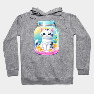 Cute Kawaii Cat With Beautiful Flowers In Mason Jar Hoodie